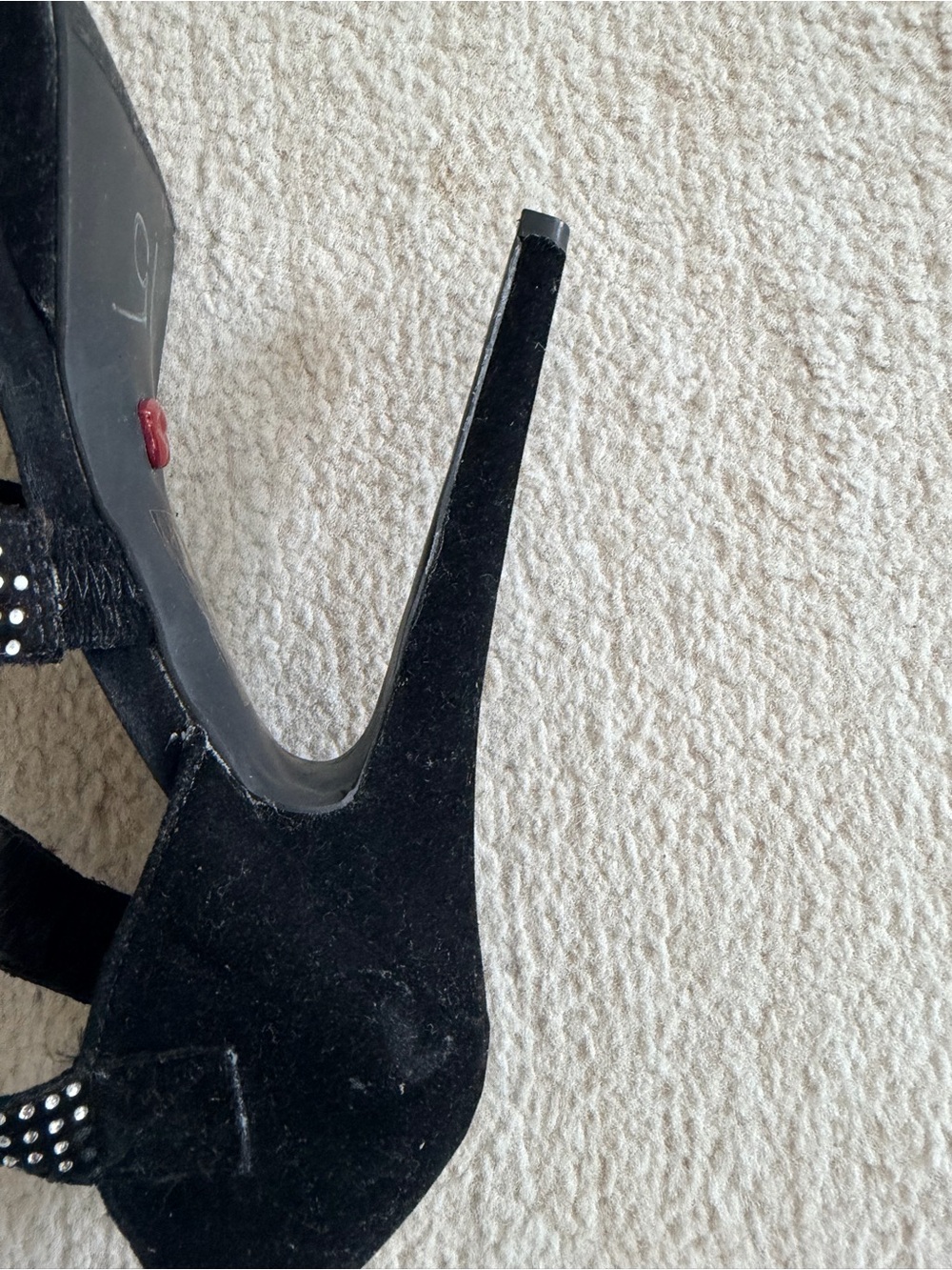Black Velvet Rhinestone Heels - Picture 5 of 16
